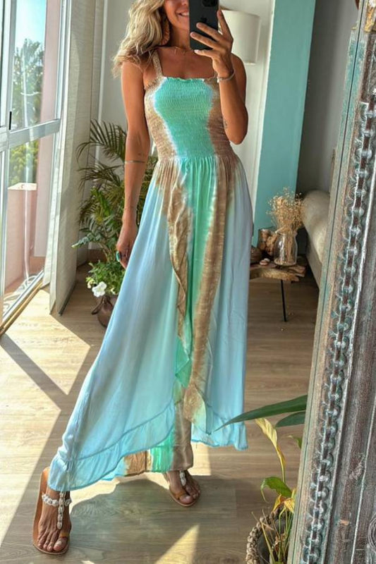 CD | Rochie maxi de vacanță albastru Tie Dye