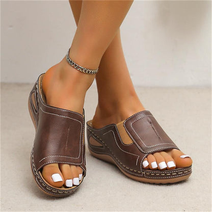 CD | Casual Summer Daily Comfort Slip On Solid Colour Sandale din piele