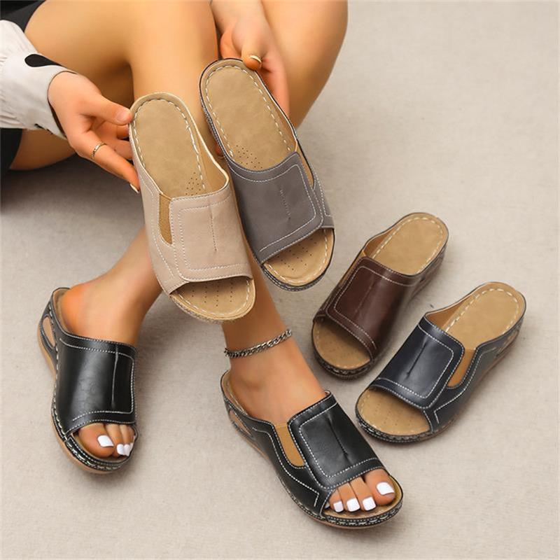 CD | Casual Summer Daily Comfort Slip On Solid Colour Sandale din piele