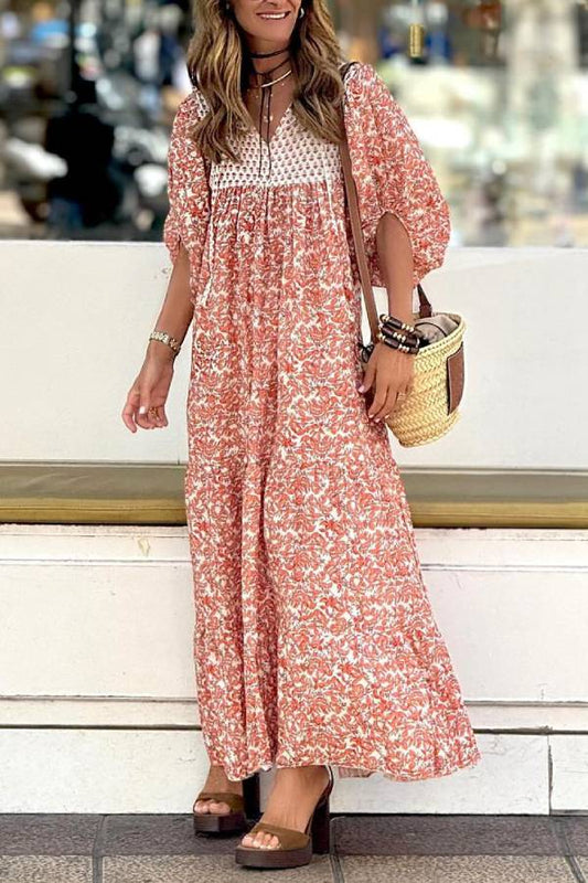 CD | Boheme Lifestyle Rochie maxi imprimată cu mâneci bufante largi
