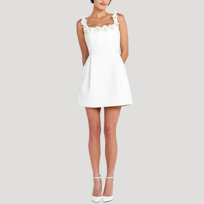 CD | Doamnelor florale applique a-line mini rochie de petrecere