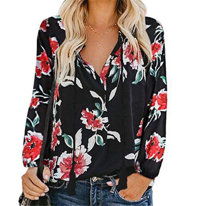 CD | Femei Boho Baggy Floral Long Sleeve Blouse