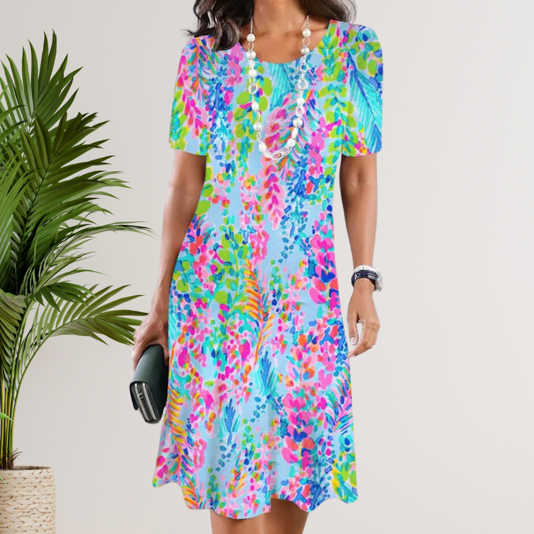 CD - Rochie vibrantă în linie A cu aspect batik