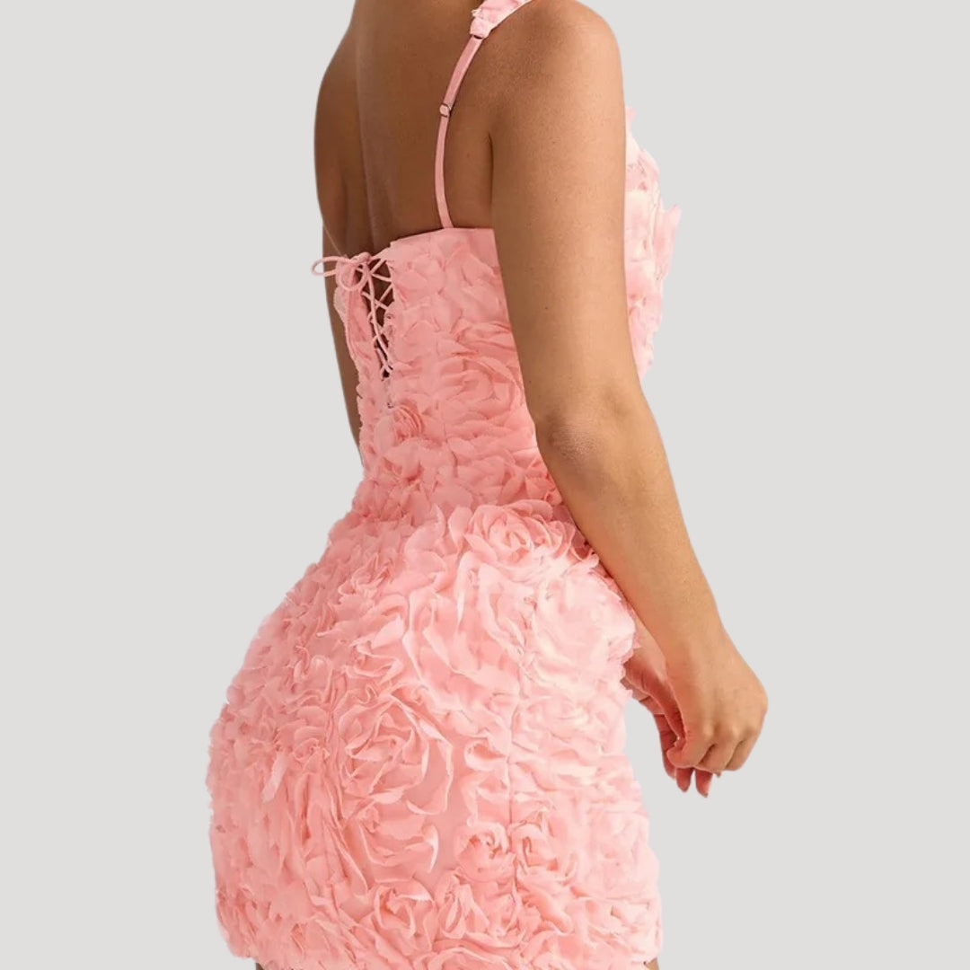 CD | Femeii florale mini rochie pătrat gât corset spate