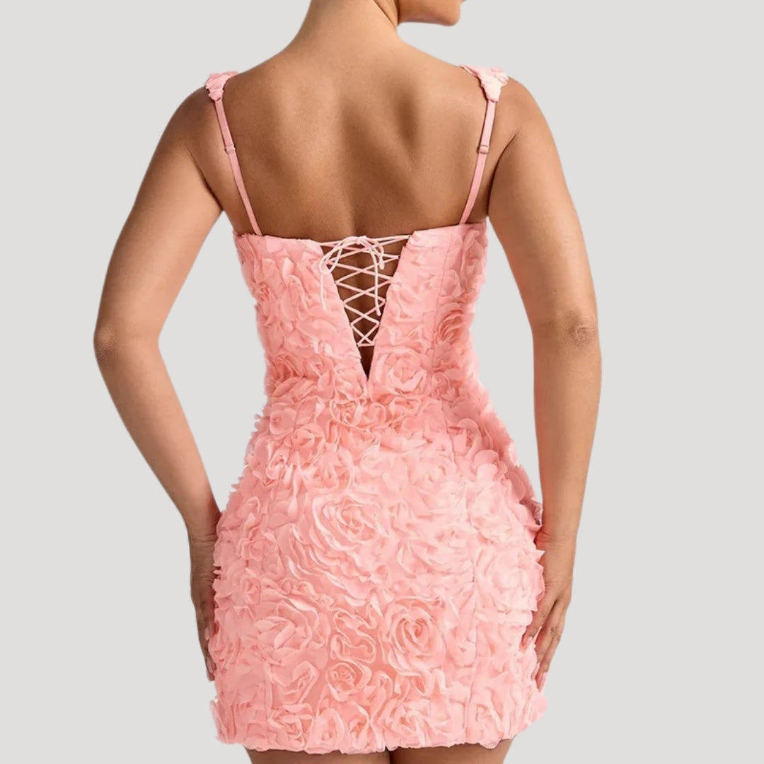 CD | Femeii florale mini rochie pătrat gât corset spate