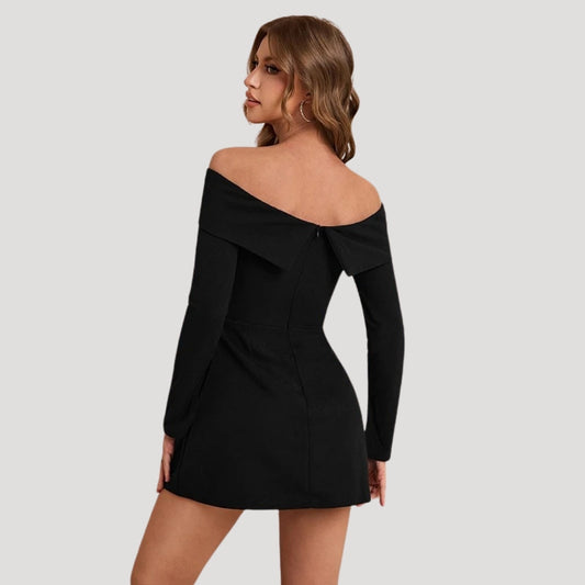 CD | Ladies rochie mini neagră fără umeri