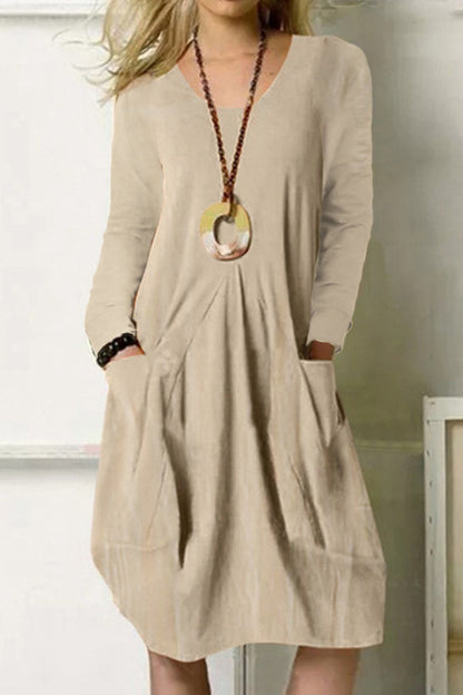 CD | Loose Casual rochie lungă Unicolor buzunar rochie