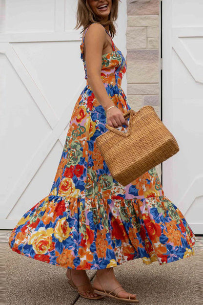 CD | Style Lover Decolteu pătrat Bretele reglabile Rochie maxi florală