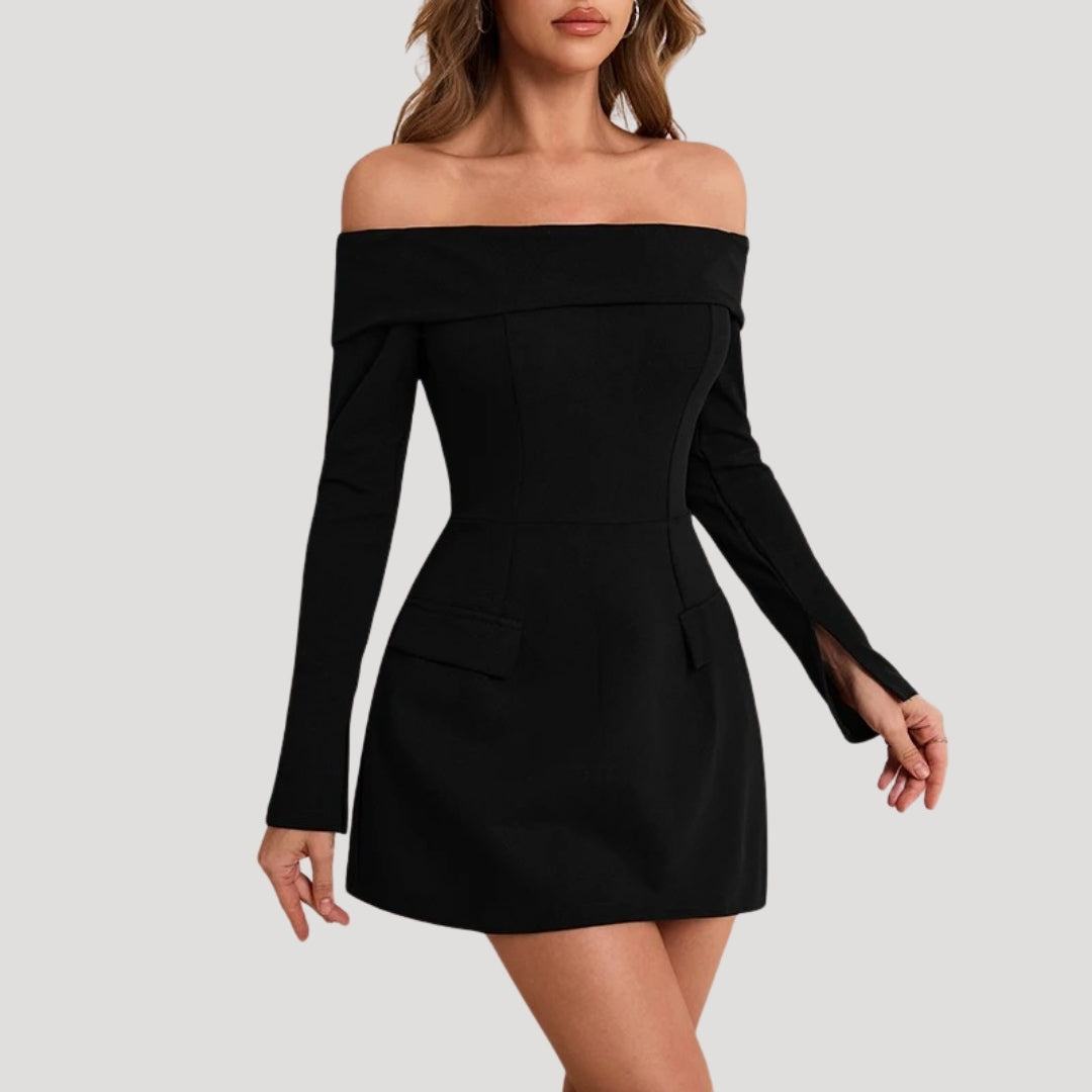 CD | Ladies rochie mini neagră fără umeri
