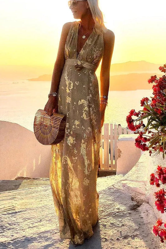 CD | Golden Sunset Stories rochie maxi cu decolteu în V