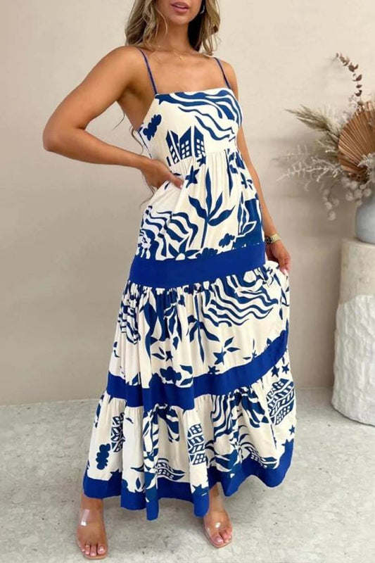 CD | Rochie maxi elegantă cu volane și imprimeu floral