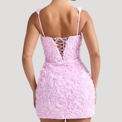 CD | Femeii florale mini rochie pătrat gât corset spate