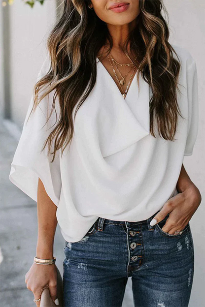 CD Casual solid patchwork V-neck topuri