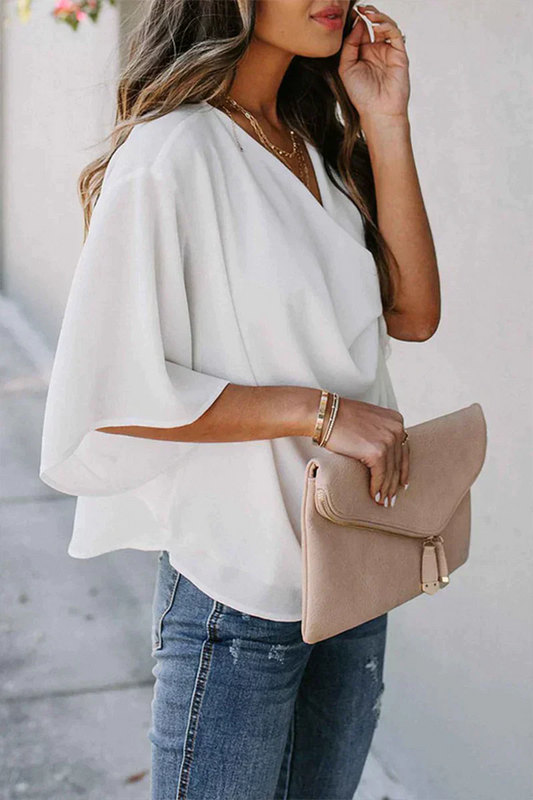 CD Casual solid patchwork V-neck topuri