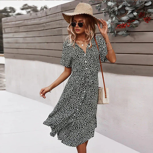 CD | rochie midi chic pentru femei cu nasturi