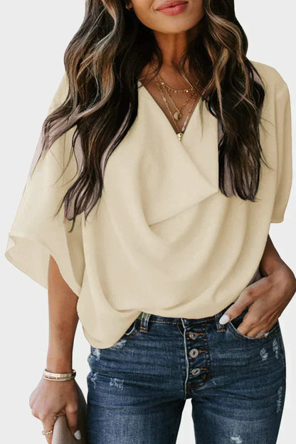 CD Casual solid patchwork V-neck topuri