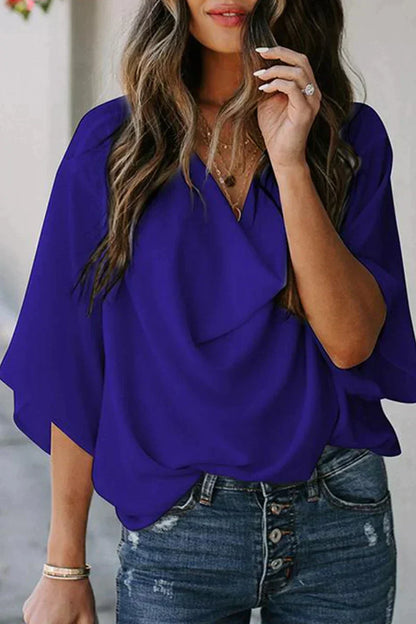 CD Casual solid patchwork V-neck topuri