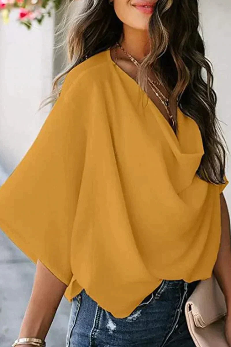 CD Casual solid patchwork V-neck topuri
