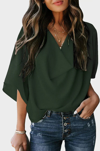 CD Casual solid patchwork V-neck topuri