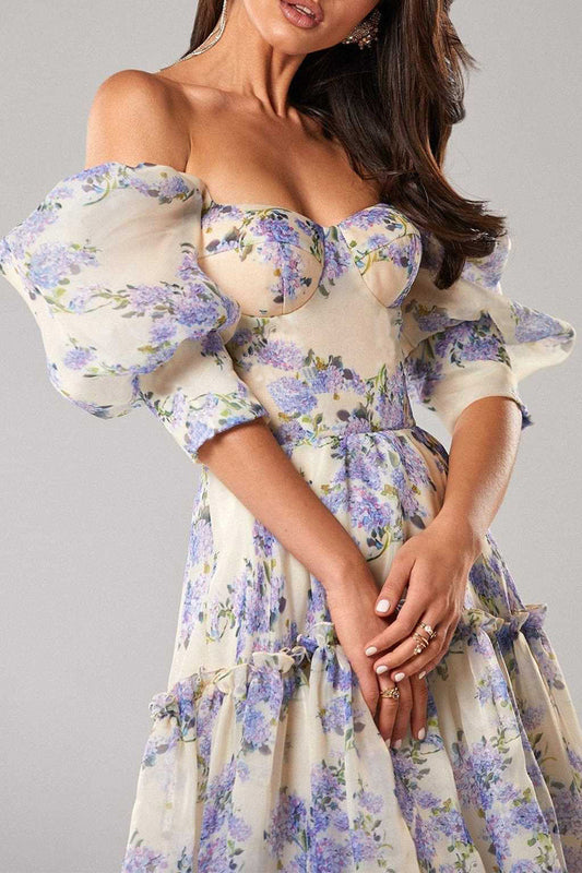 CD | Celebrități Rochii de seară elegante cu patchwork floral fără umeri