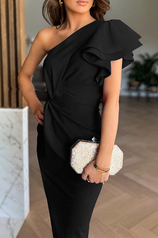 CD | Sexy Ruffle Slit Ruffled Off Shoulder Irregular Dresses (6 culori)