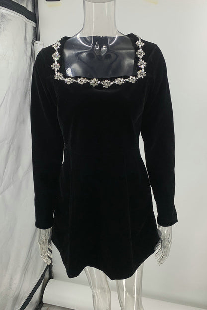 CD | Rochie mini din catifea cu model floral