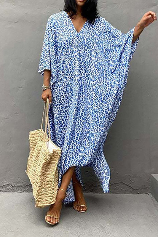 CD : Kimono albastru cu imprimeu leopard