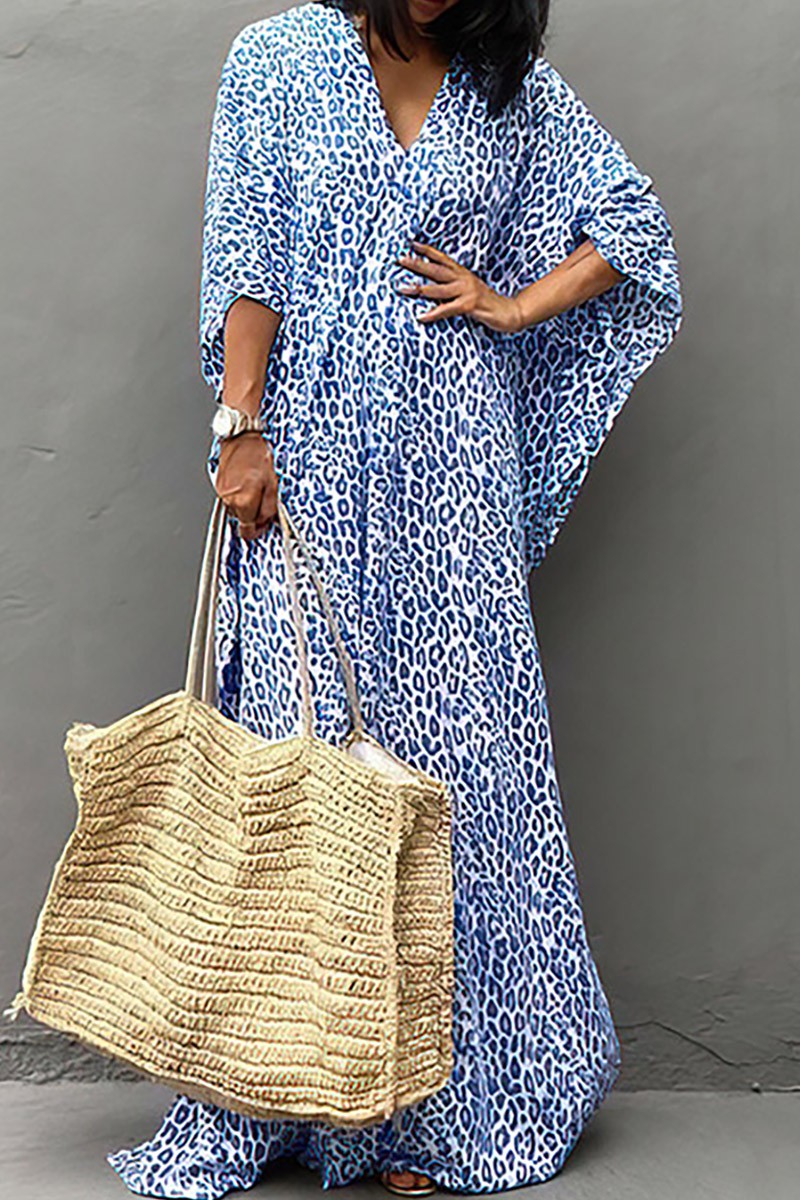 CD : Kimono albastru cu imprimeu leopard