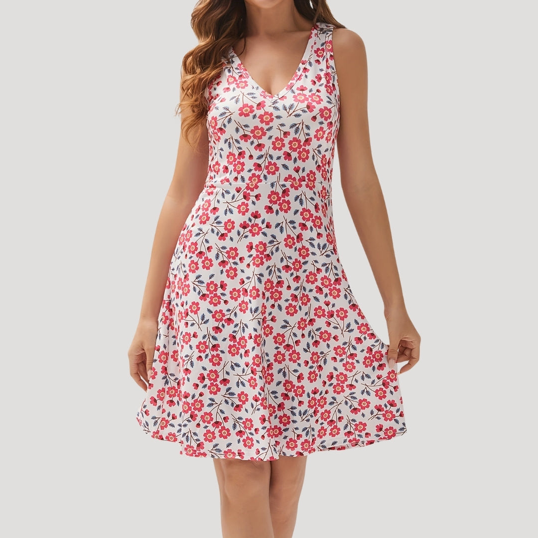CD | Femei florale fără mâneci mini rochie de vară