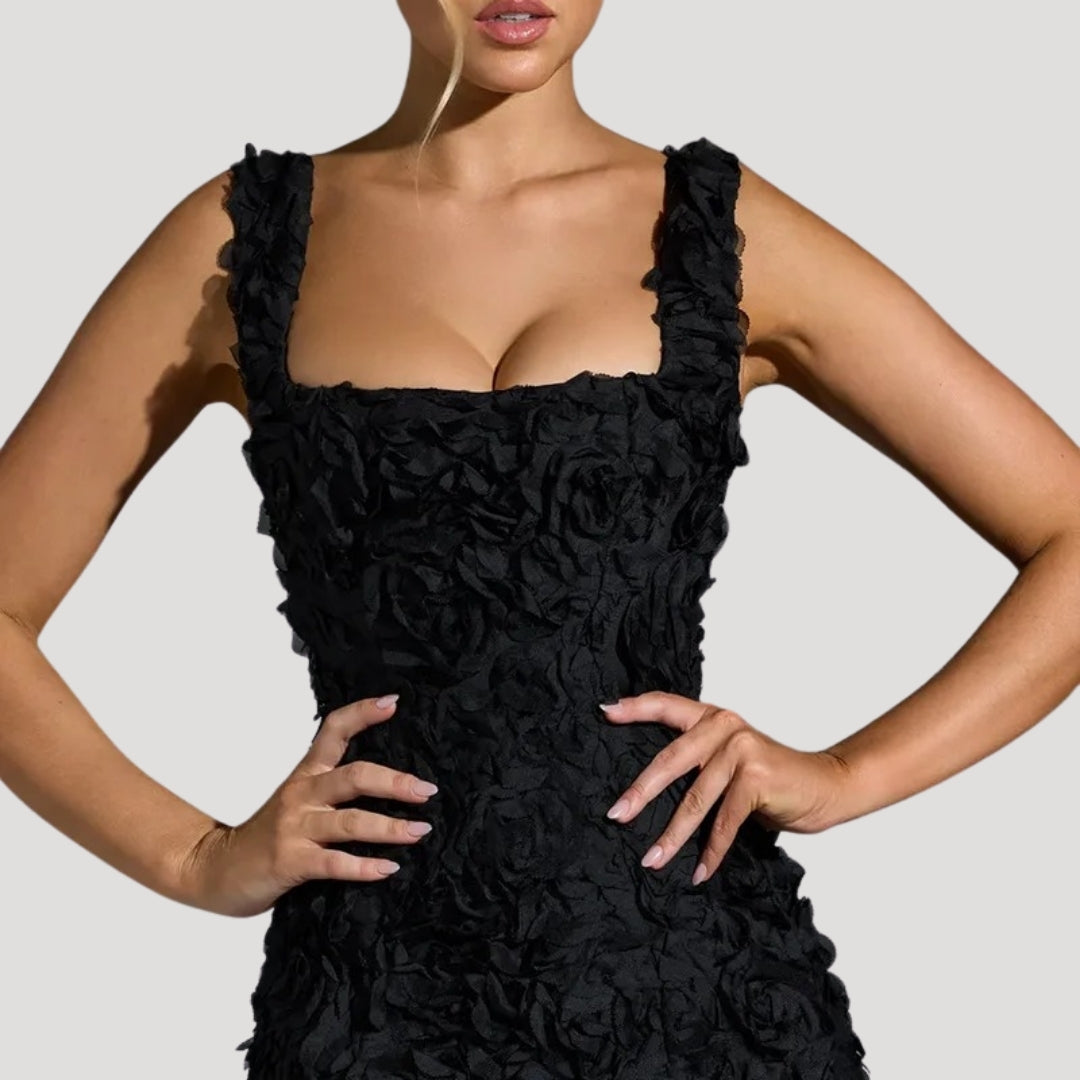 CD | Femeii florale mini rochie pătrat gât corset spate