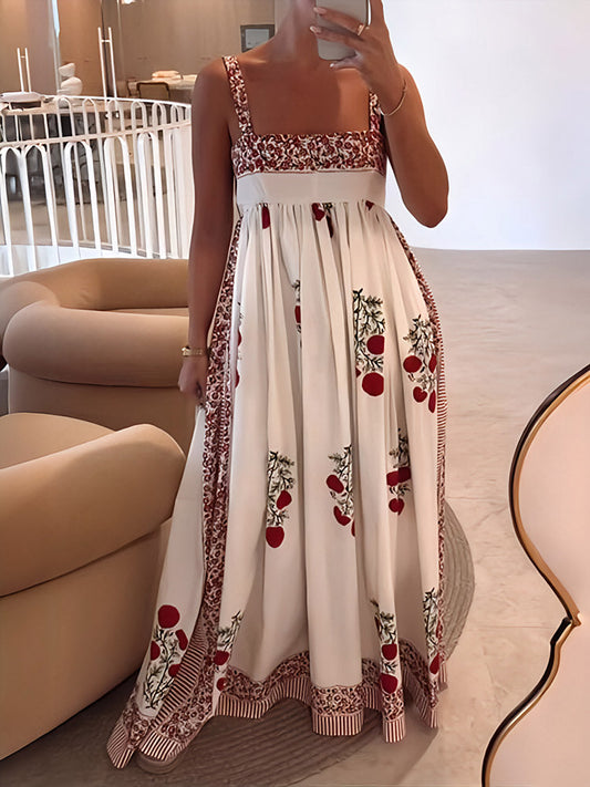 CD | Rochie maxi cu decolteu pătrat și imprimeu floral