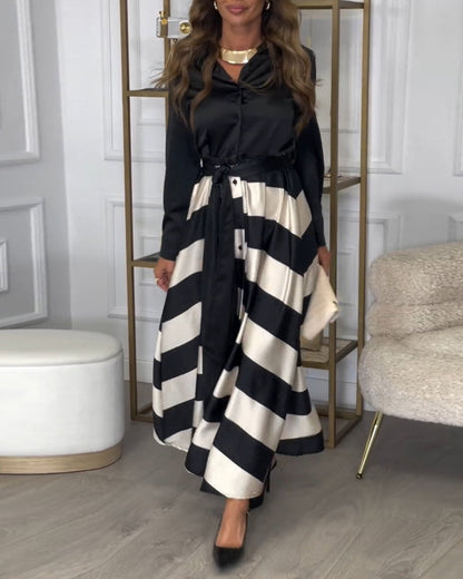 CD | Rochie maxi elegantă cu dungi