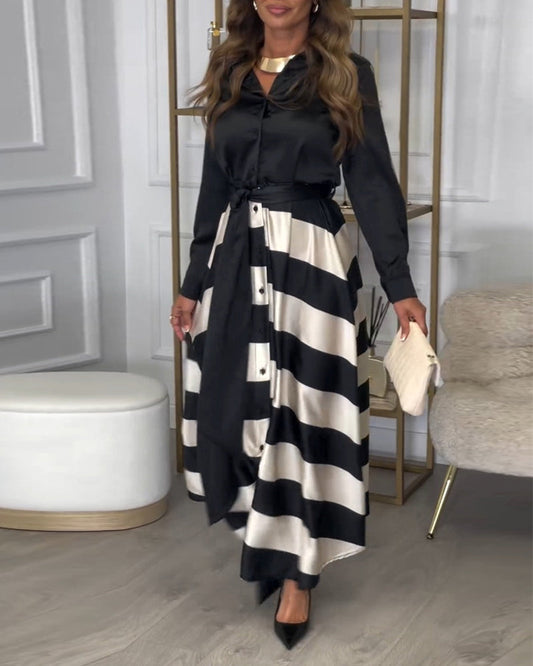 CD | Rochie maxi elegantă cu dungi