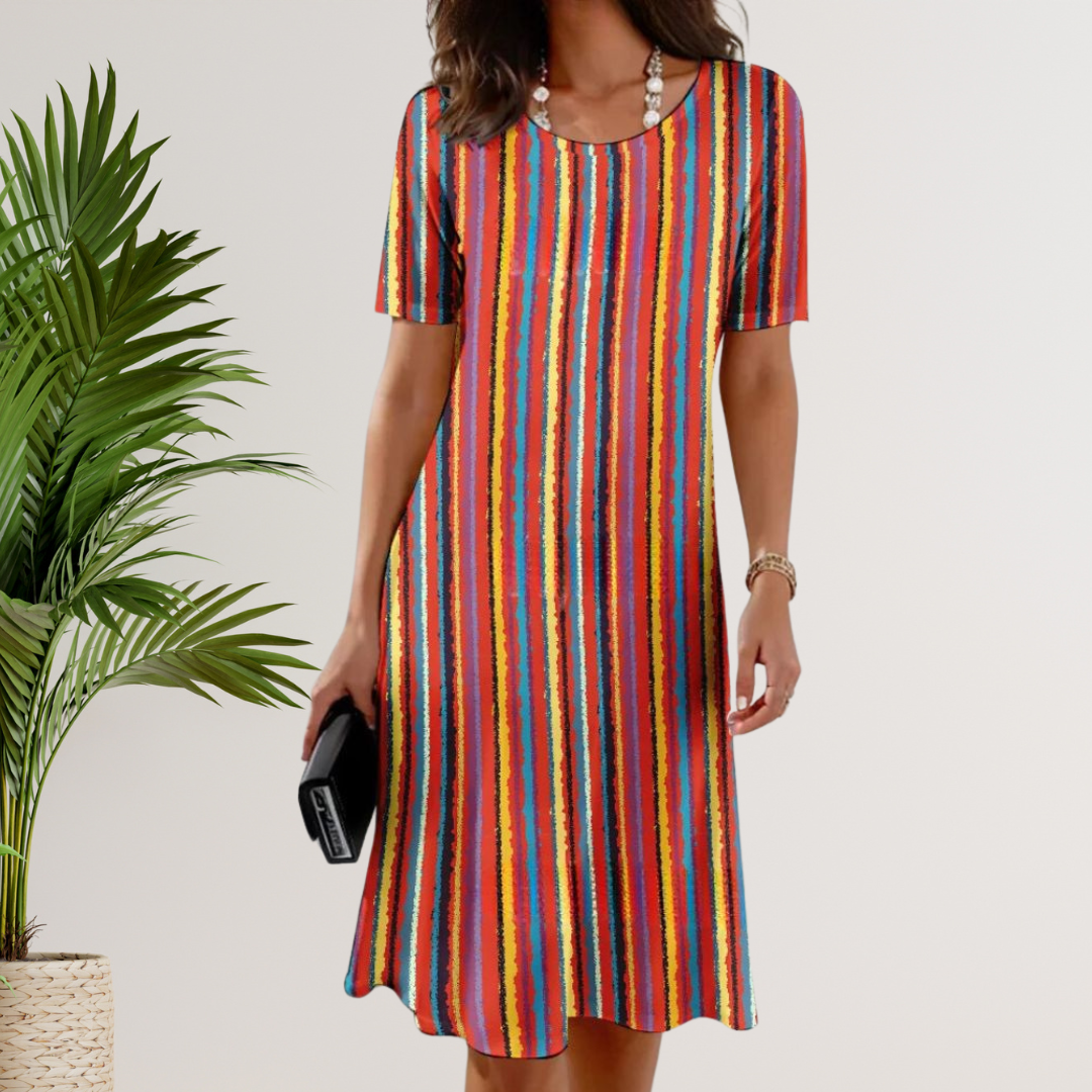 CD - Rochie vibrantă în linie A cu aspect batik
