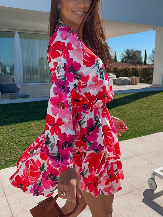 CD | Noua rochie mini elegantă cu decolteu în V și bordură cu volane