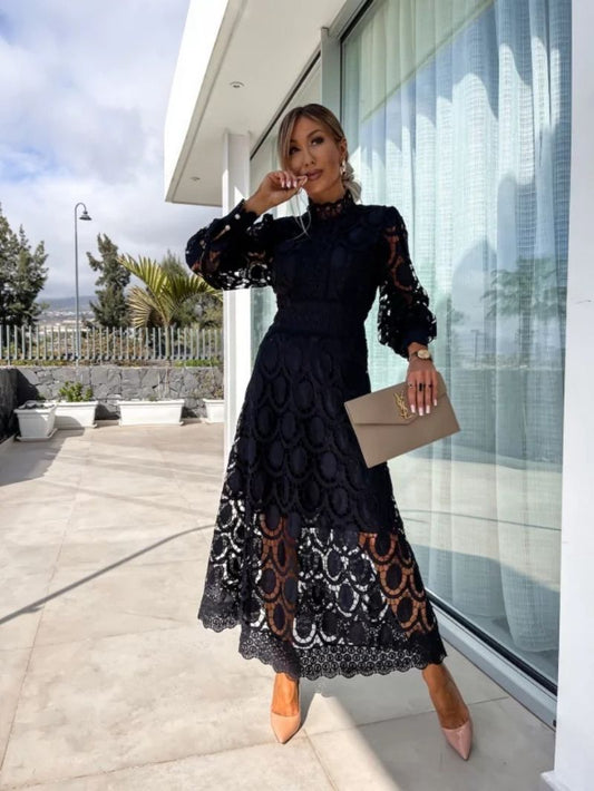 CD | Rochie midi elegantă din dantelă franțuzească