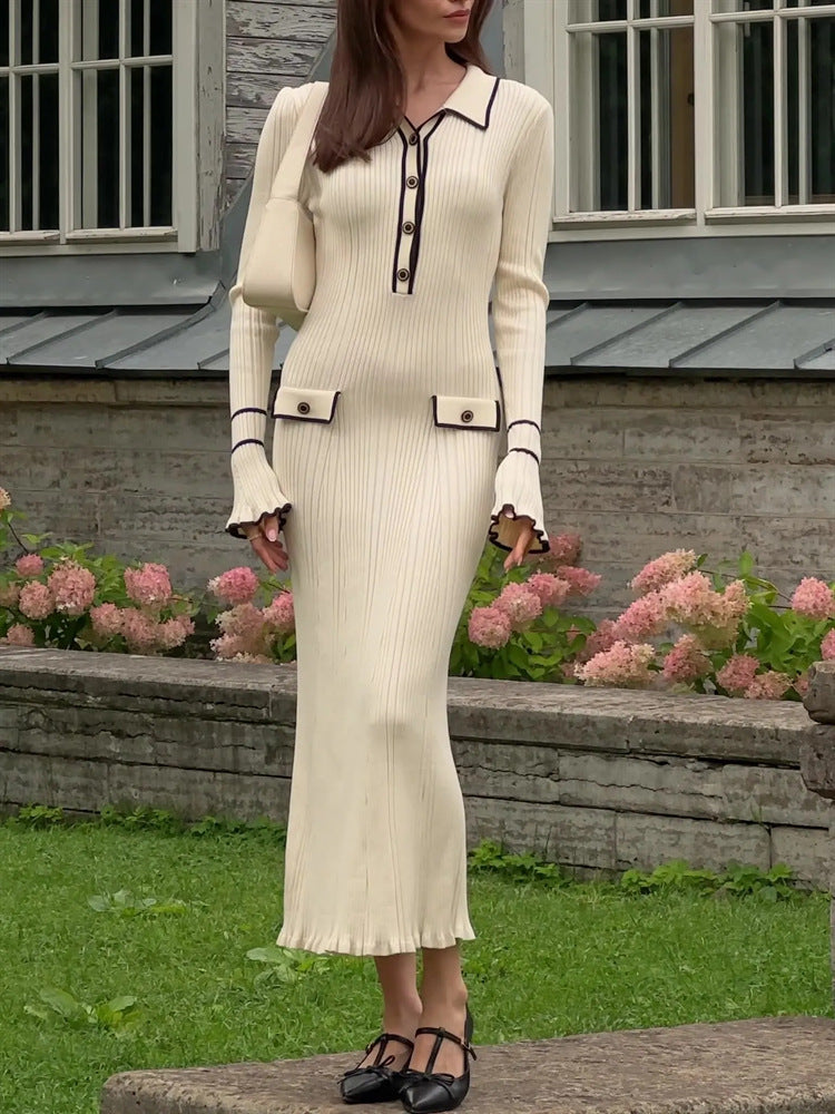 CD | Rochie maxi din tricot cu nervuri