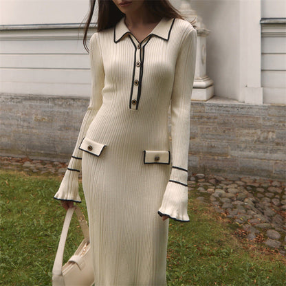 CD | Rochie maxi din tricot cu nervuri