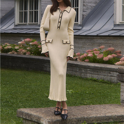 CD | Rochie maxi din tricot cu nervuri