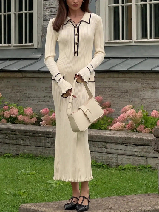 CD | Rochie maxi din tricot cu nervuri