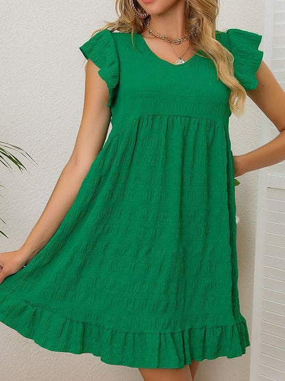 CD | Rochie mini texturată cu volane