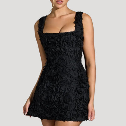 CD | Femeii florale mini rochie pătrat gât corset spate