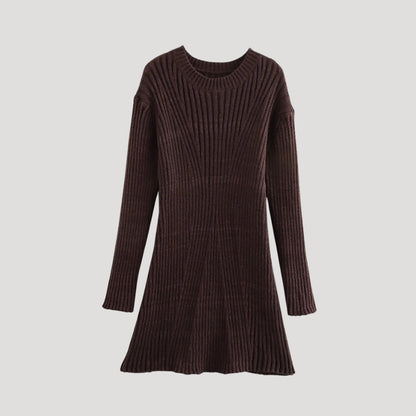 CD | Doamnelor rib tricot cu mânecă lungă jumper mini rochie