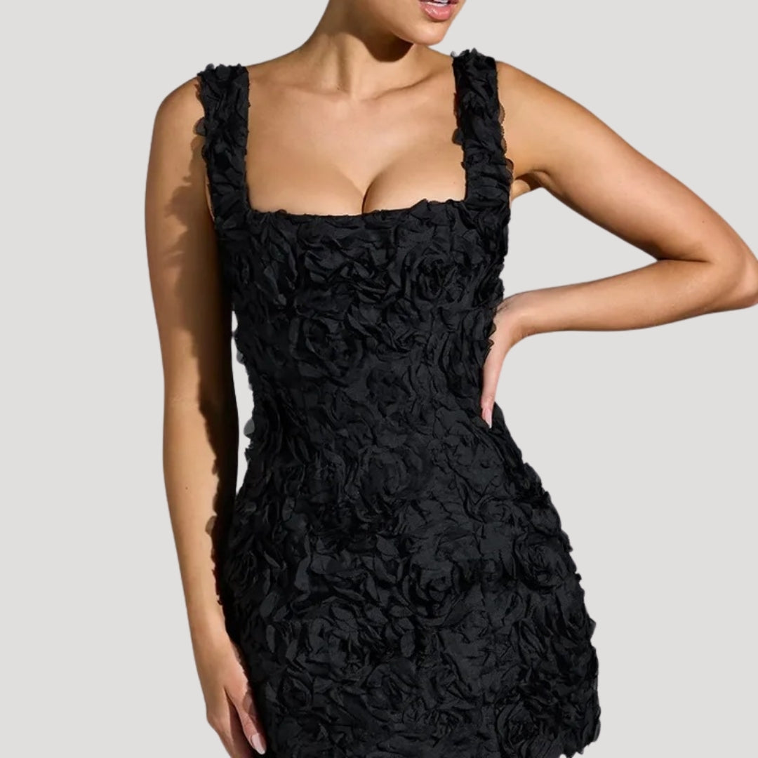 CD | Femeii florale mini rochie pătrat gât corset spate