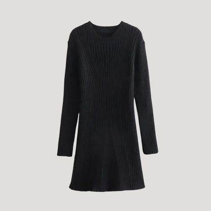 CD | Doamnelor rib tricot cu mânecă lungă jumper mini rochie