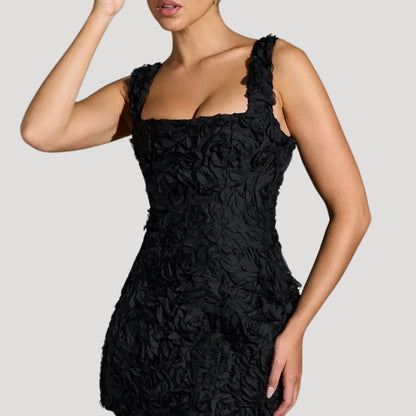 CD | Femeii florale mini rochie pătrat gât corset spate