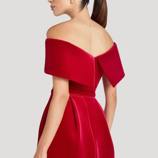CD | Rochie mini de catifea pentru femei, fără umeri