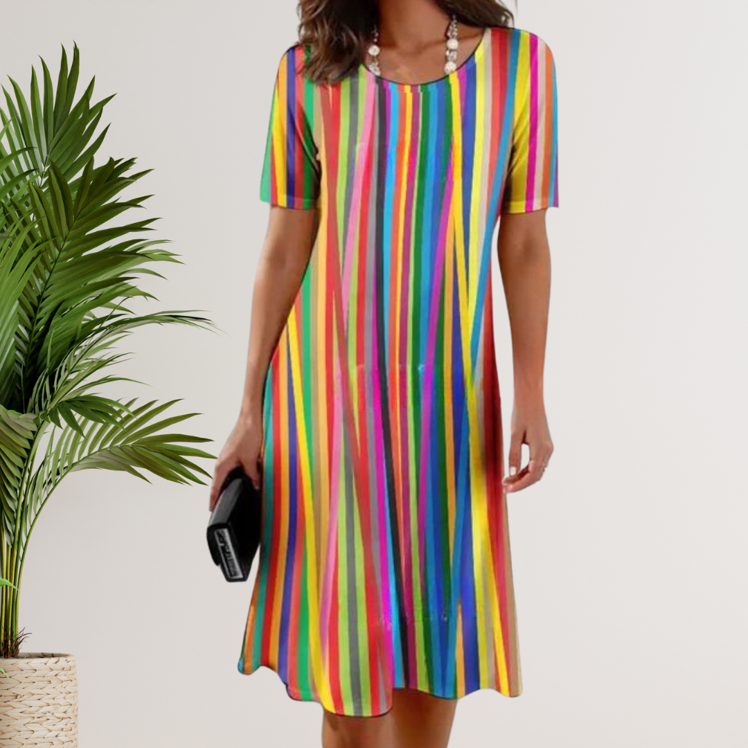 CD - Rochie vibrantă în linie A cu aspect batik