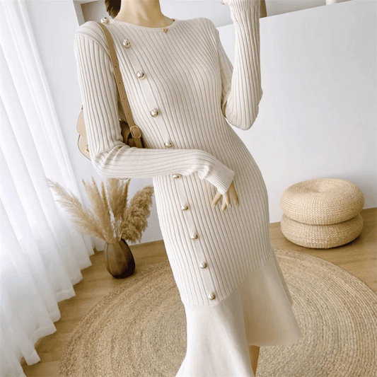 CD | rochie midi elegantă cu nervuri pentru femei