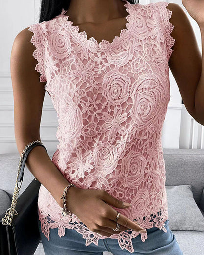 CD | Tank top elegant, simplu, cu dantelă